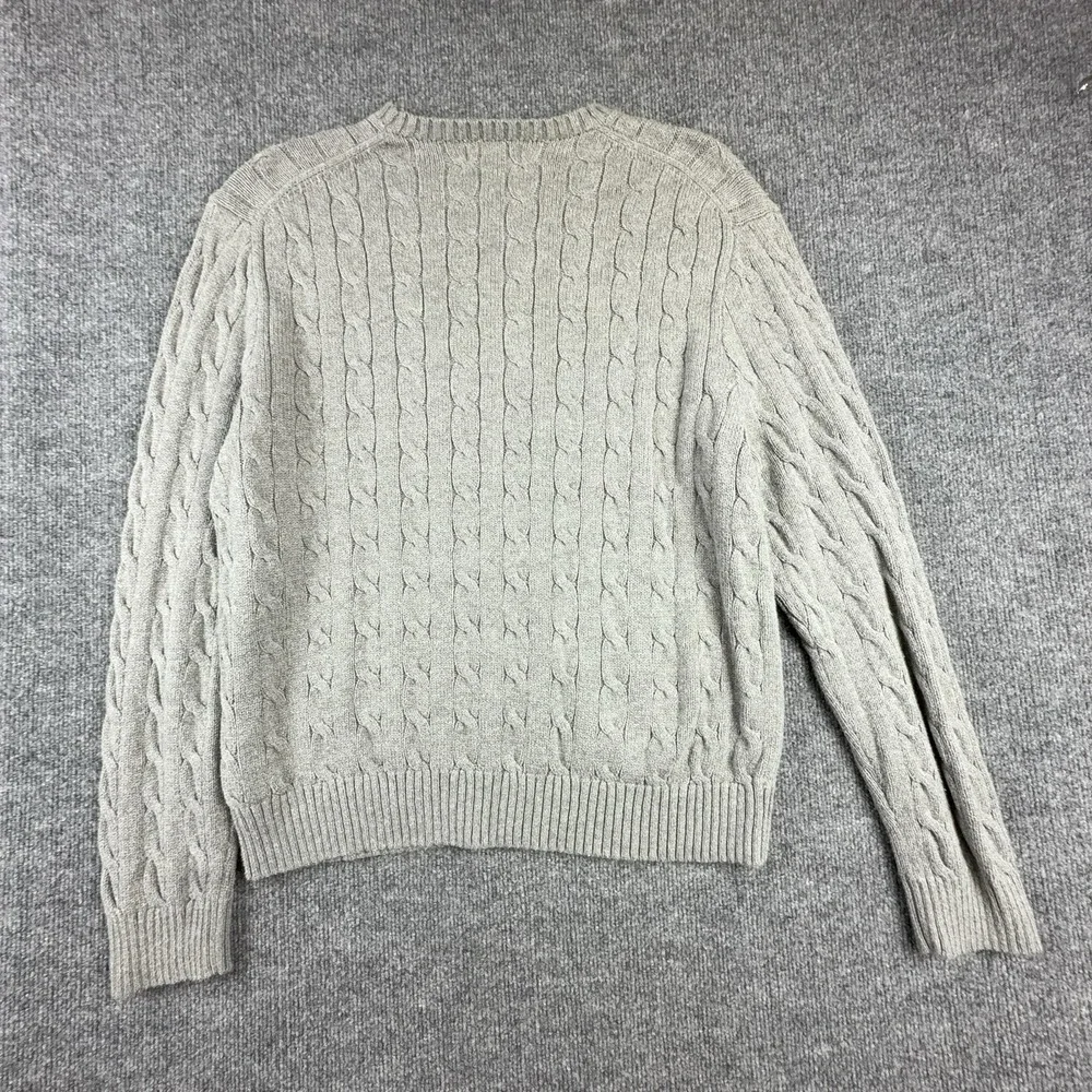 Polo Ralph Lauren Sweater Mens XL Gray Cable Knit Cotton Crewneck Pullover